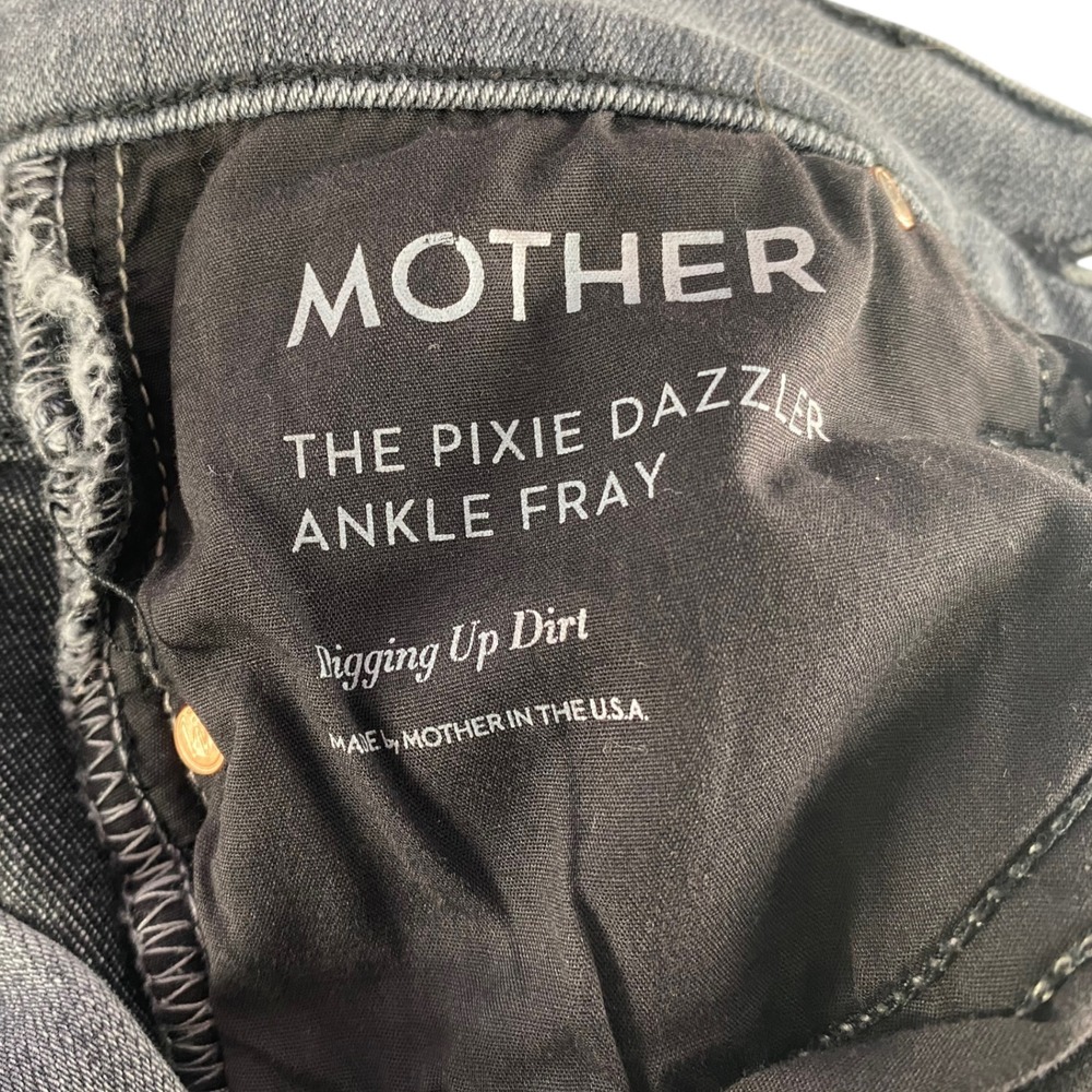 Mother The Pixie Dazzler Ankle Fray Digging Up‎ Dirt Grey High Rise Jeans 25 - Picture 6 of 14
